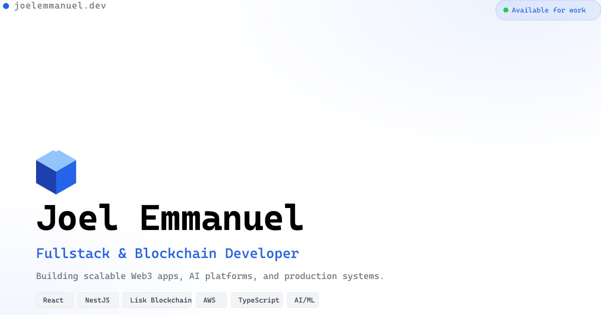 Joel Emmanuel — Fullstack & Blockchain Developer